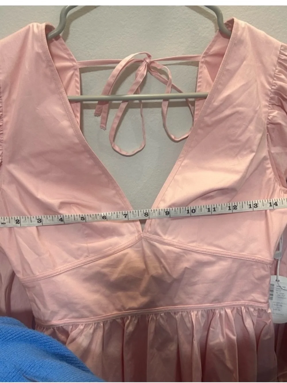 STAUD Pink Luna V-Neck Puff Sleeve Peplum Top